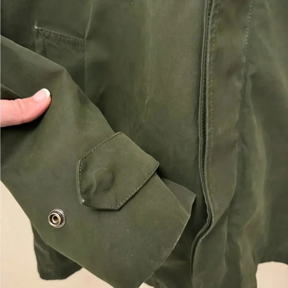 Vintage Forest Green Scotch & Soda Parka Jacket Removable Hood Hidden Buttons - Picture 5 of 12